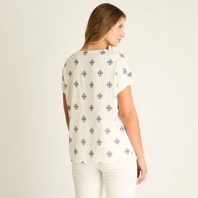 Imagen 2 del producto Blusa Blanco Manga Corta Elasticidad Media Sin Forro Calce Normal