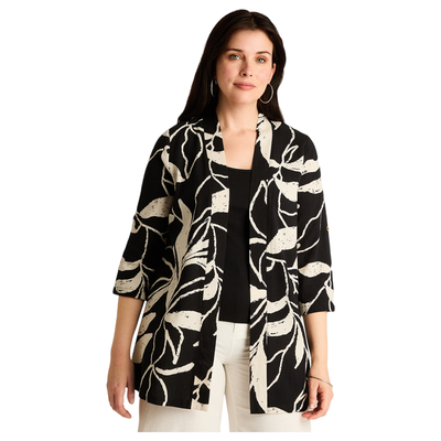 Tapado Negro Lino Manga 3/4 No Elasticado Calce Holgado