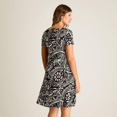 Imagen 2 del producto Vestido Corto Negro con Estampado Geométrico