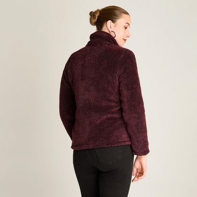 Imagen 2 del producto Poleron Coral Fleece Morado Manga Larga Elasticidad Baja Sin Forro Calce Normal Tela Punto