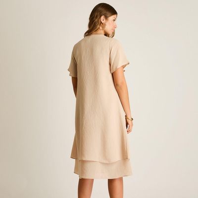 Imagen 2 del producto Vestido Midi Beige Con Collar