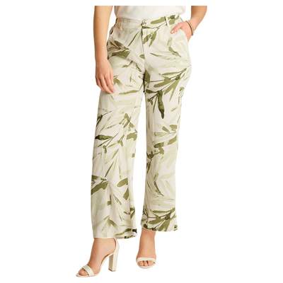 Pantalón Casual Palazzo Verde Estampado