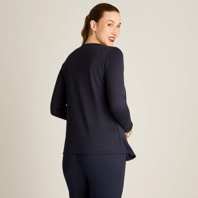 Imagen 2 del producto Polera Azul Manga Larga Elasticidad Media Sin Forro Calce Normal Tela Camant