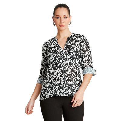 Blusa Crudo Manga Larga Estampado Cuello Mao