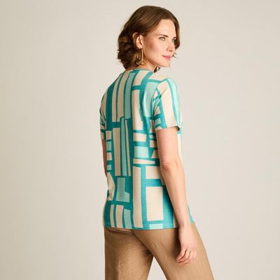 Imagen 2 del producto Polera Celeste Geométrica Manga Corta