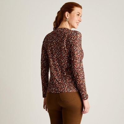 Imagen 2 del producto Polera Terracota Estampada Escote Mao Hot Touch