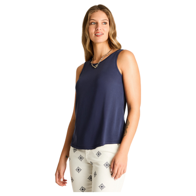 Polera Azul Sin Mangas Elasticidad Media Sin Forro Calce Holgado