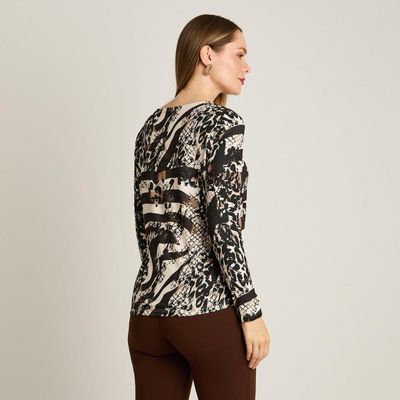 Imagen 2 del producto Polera Arena Estampada Escote V Tacto Caliente