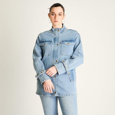 Casaca Mezclilla Azul Manga Larga