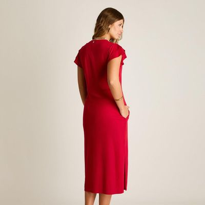 Imagen 2 del producto Vestido Maxi Fucsia Baja elasticidad Sin Forro Calce Ajustado