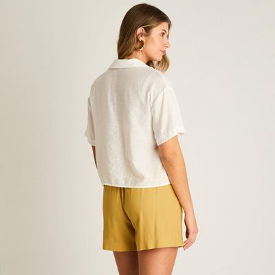 Imagen 2 del producto Blusa Crudo Manga Corta No Elasticado Sin Forro Calce Normal