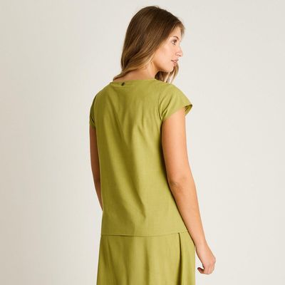 Imagen 2 del producto Blusa Verde Manga Corta No Elasticado Calce Holgado