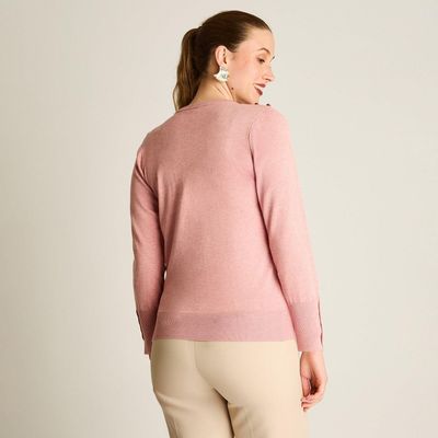 Imagen 2 del producto Sweater Rosado Cuello Redondo con Botones en Hombros