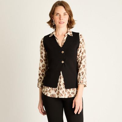 Cardigan Negro sin Mangas