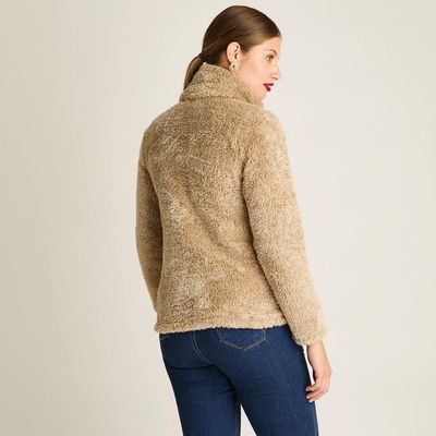 Imagen 2 del producto Poleron Coral Fleece Arena Manga Larga Elasticidad Baja Sin Forro Calce Normal Tela Punto