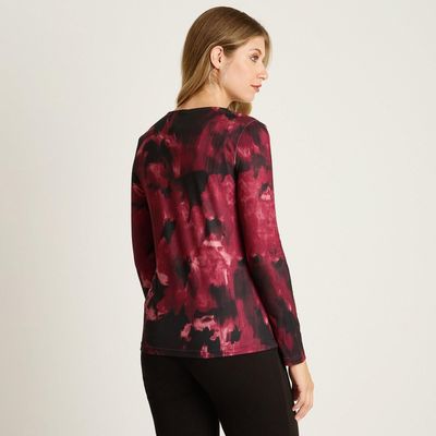 Imagen 2 del producto Polera Burdeo Manga Larga Elasticidad Media Sin Forro Calce Normal Tela Punto