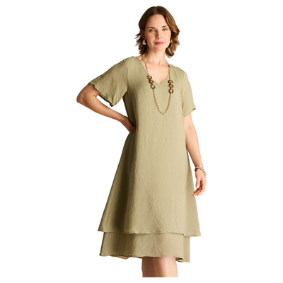 Vestido Midi Verde Con Collar