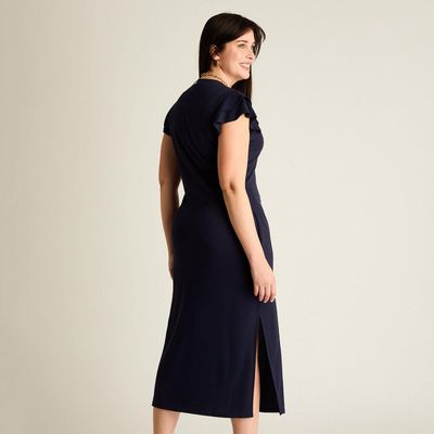 Imagen 2 del producto Vestido Maxi Azul Baja elasticidad Sin Forro Calce Ajustado