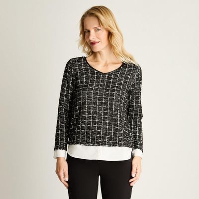 Polera Lanila Escoces Con Blusa Negro