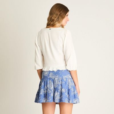 Imagen 2 del producto Blusa Blanco Manga 3/4 Amarre Frontal