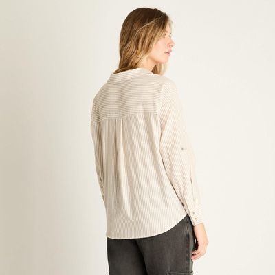 Imagen 2 del producto Blusa Beige Rayada con Cruzado Fijo