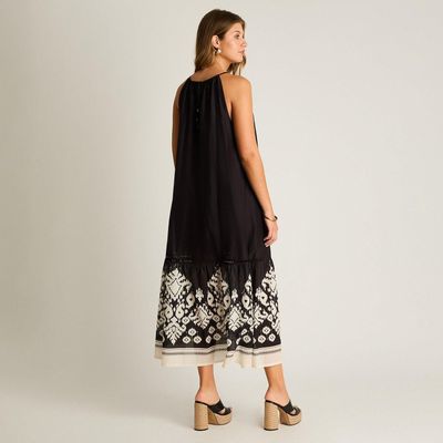 Imagen 2 del producto Vestido Maxi Negro No Elasticado Sin Forro Calce Holgado