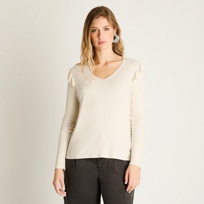 Polera Beige con Volantes