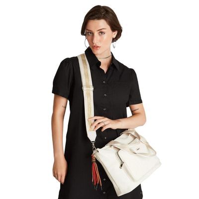 Strap Desmontable Beige Con Franja Bicolor