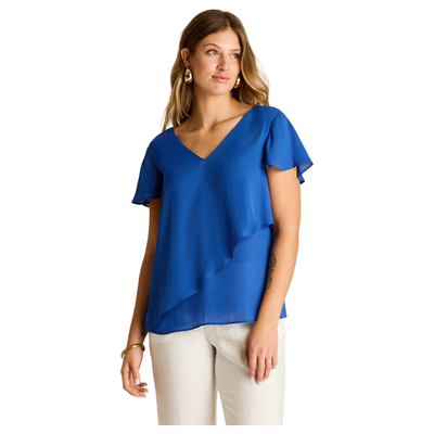 Imagen 1 del producto Blusa Azul Oscuro con Volante Asimétrico