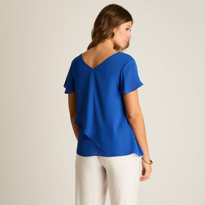 Imagen 2 del producto Blusa Azul Oscuro con Volante Asimétrico