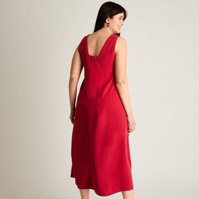 Imagen 2 del producto Vestido Midi Fucsia No Elasticado Sin Forro Calce Holgado