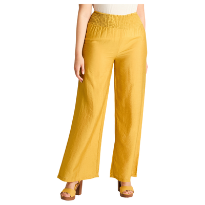 Pantalón Sport Mostaza Palazzo No Elasticado Calce Normal