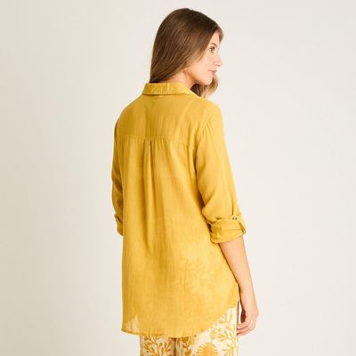 Imagen 2 del producto Blusa Mostaza Manga Larga No Elasticado Sin Forro Calce Holgado