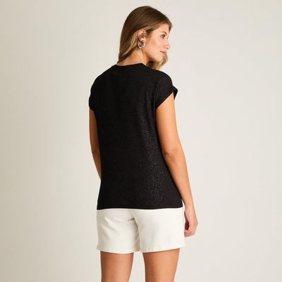 Imagen 2 del producto Polera Negro Manga Corta Elasticidad Media Sin Forro Calce Holgado