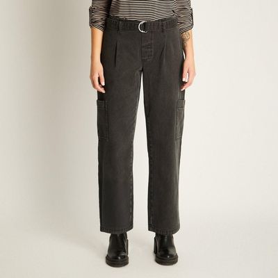 Jeans Cargo Gris Oscuro sin Cierre Frontal