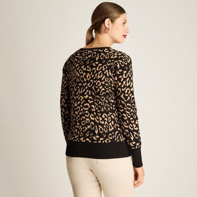 Imagen 2 del producto Sweater Animal Print Negro Escote Redondo