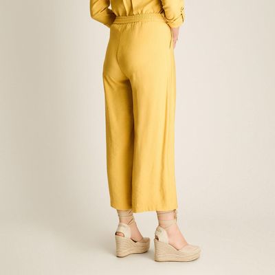 Imagen 2 del producto Pantalón Culotte Mostaza con Bolsillos Con Elástico en Cintrura
