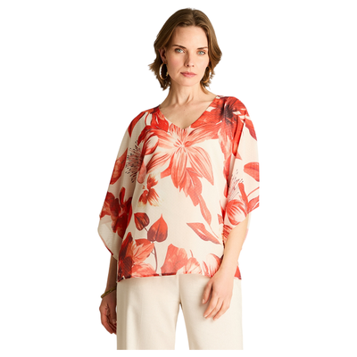 Túnica Naranjo Floral con Forro