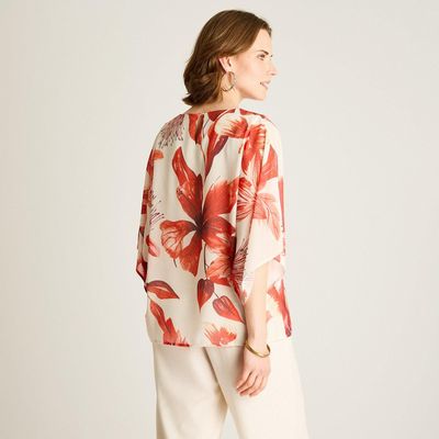 Imagen 2 del producto Túnica Naranjo Floral con Forro