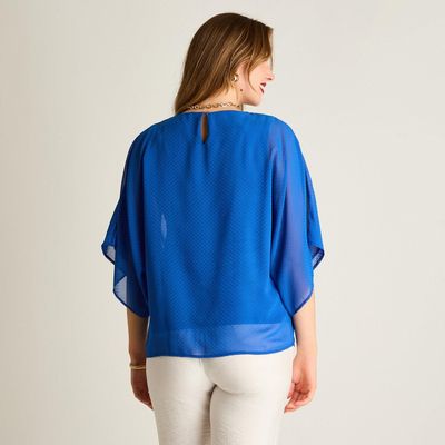 Imagen 2 del producto Túnica Azul Oscuro Floral Manga Corta