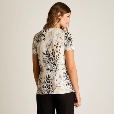 Imagen 2 del producto Polera Beige Estampado Natural Manga Corta