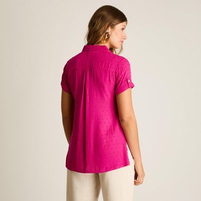 Imagen 2 del producto Blusa Magenta Manga Corta No Elasticado Sin Forro Calce Normal