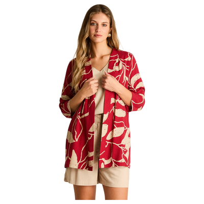 Tapado Rojo Lino Manga 3/4 No Elasticado Calce Holgado