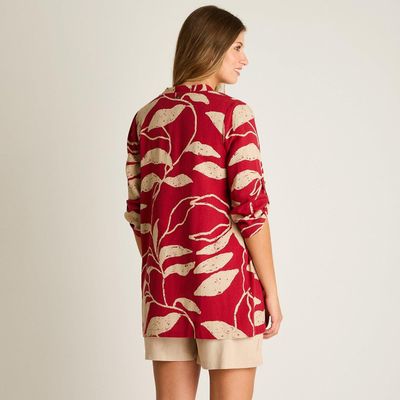 Imagen 2 del producto Tapado Rojo Lino Manga 3/4 No Elasticado Calce Holgado