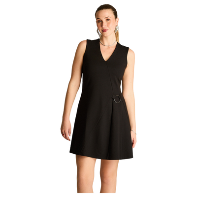 Imagen 1 del producto Vestido Corto Negro Sin Mangas con Escote V y Argolla