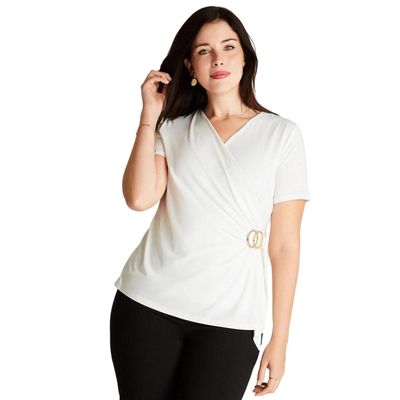 Polera Manga Corta Cuello V Crudo