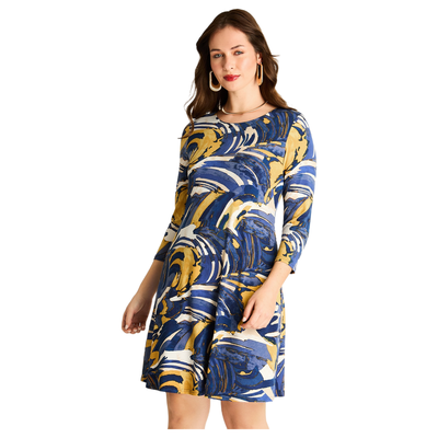 Vestido Corto Azul Estampado