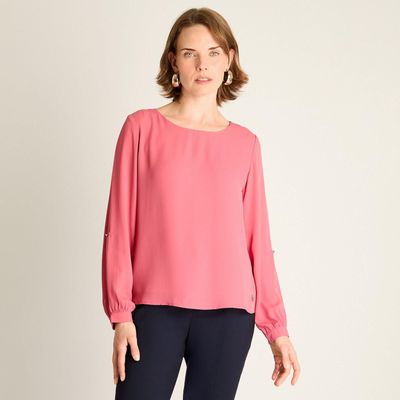 Imagen 1 del producto Blusa Rosado con Manga 3/4 Roll-Up