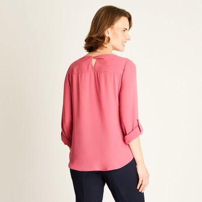 Imagen 2 del producto Blusa Rosado con Manga 3/4 Roll-Up