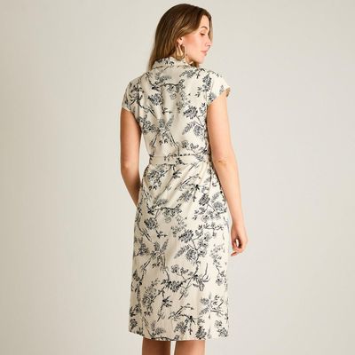 Imagen 2 del producto Vestido Midi Lino Crudo Con Estampado Negro